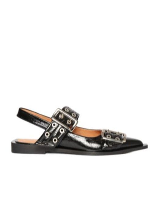 Ganni Black Open-Heeled Flats