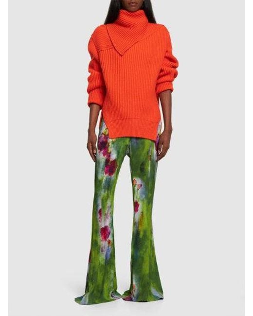 Jil Sander Orange Long-Sleeved Rib Sweater