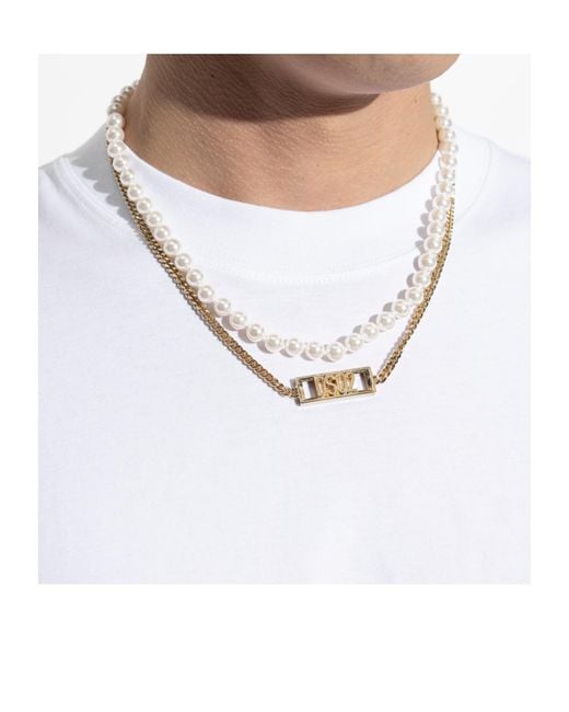 DSquared² Metallic Logo Detail Layered Necklace for men