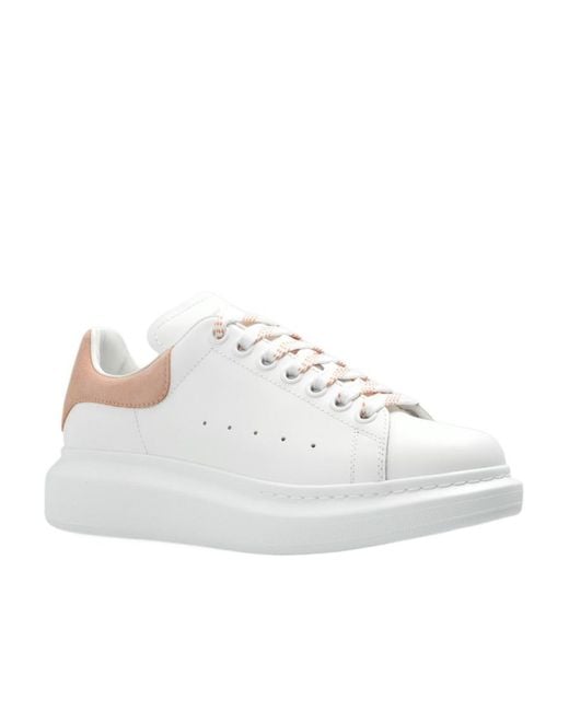 McQueen White Chunky-Design Leather Sneakers
