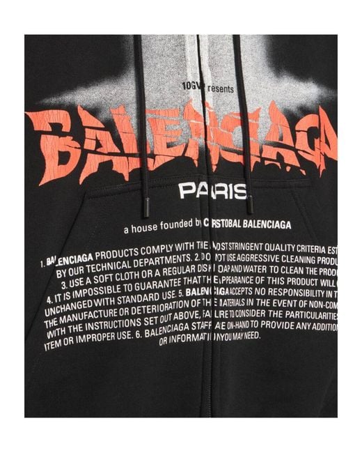 Balenciaga Black The Door Oversized Zip-Up Hoodie for men