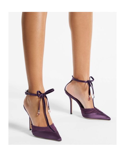 Jimmy Choo Purple Afia 100 Mesh Pumps