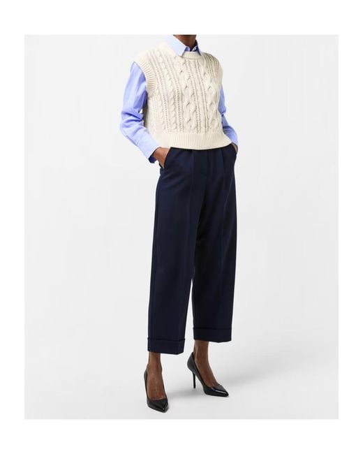 Max Mara Blue High Waist Casual Pants