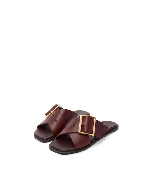 Loewe Brown Square-Toe Slip-On Sandals