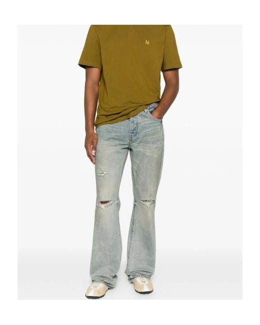 Purple Brand Gray Ripped Flared Jeans for men