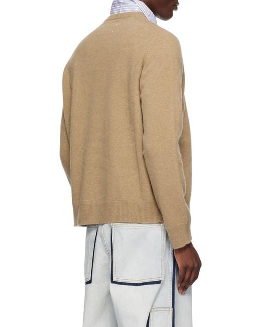 Maison Margiela Natural Long Sleeved Crewneck Jumper for men