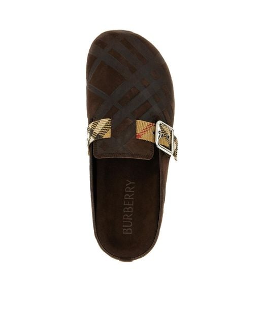 Burberry Brown Urchin Check-Pattern Buckled Mules for men