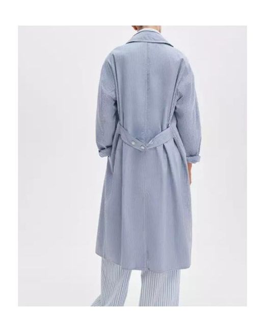 Rag & Bone Blue Striped Buttoned Coat