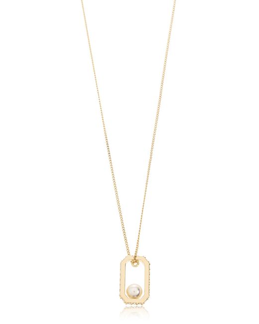 AllSaints White Rectangular Pendant Necklace