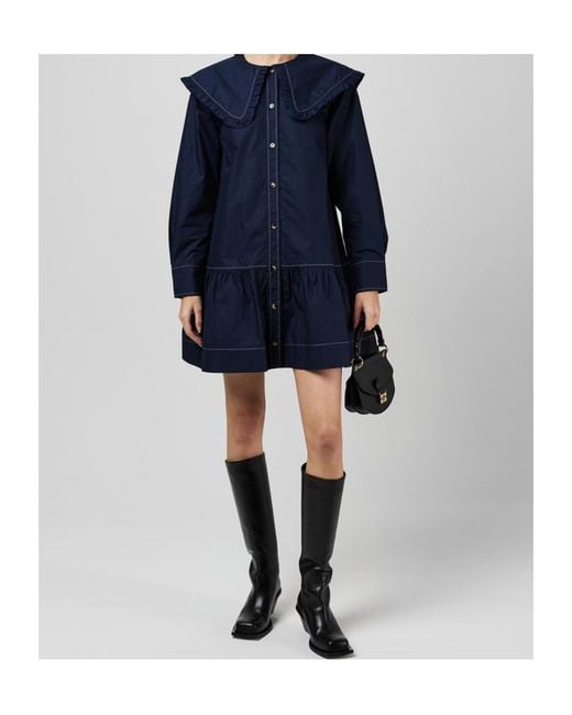 Ganni Blue Collar Mini Dress