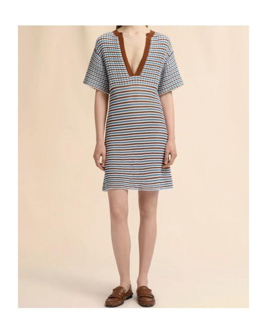 Marni Blue Striped Crochet Dress