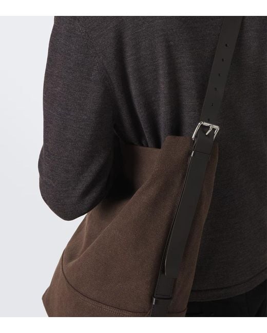 Lemaire Brown Logo-Detail Shoulder Bag for men