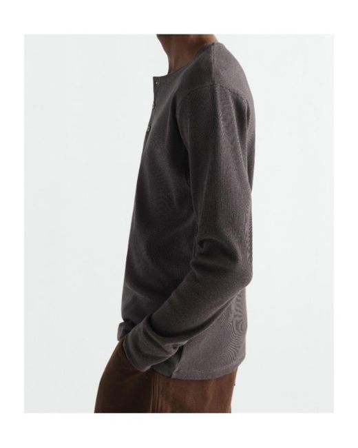 Lemaire Black Long-Sleeve Henley T-Shirt for men