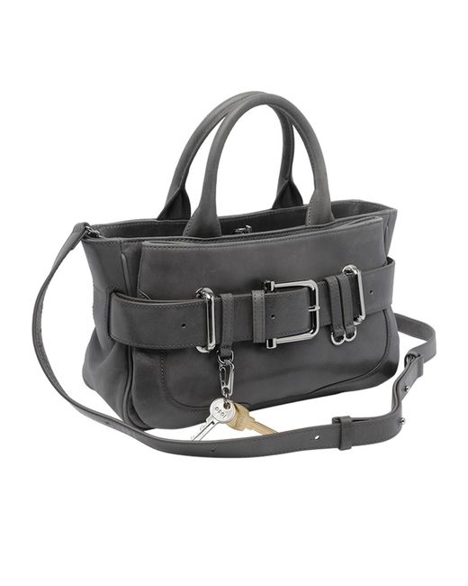 OSOI Black Brocle Mini Belted Tote Bag