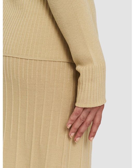 Joseph Natural Ribbed Long Sleeved Polo Top