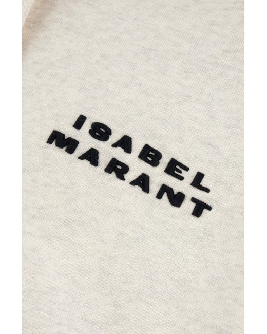 Isabel Marant White Solena Logo Embroidered Drawstring Hoodie