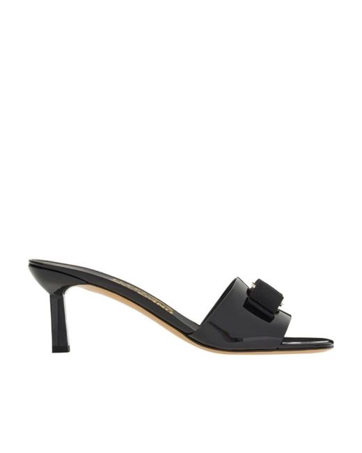 Ferragamo Black Logo High-Heeled Sandals