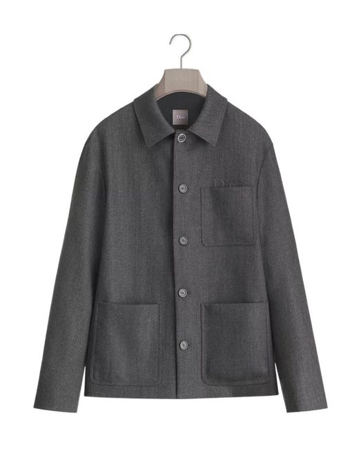 Dior Gray Workwear Jacket With Embroidery for men