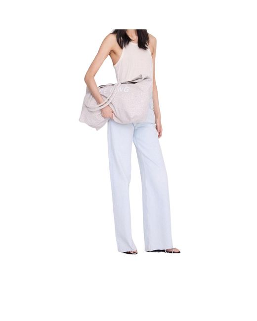 Anine Bing White Canvas Tote Bag