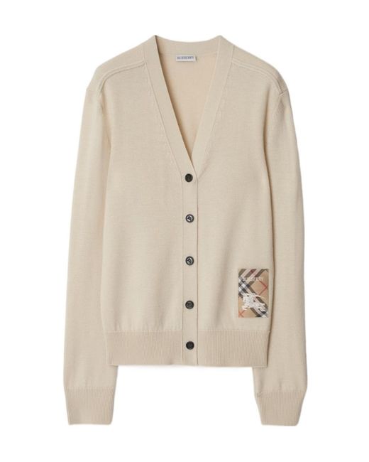 Burberry Natural Logo Patch Knitted Cardigan
