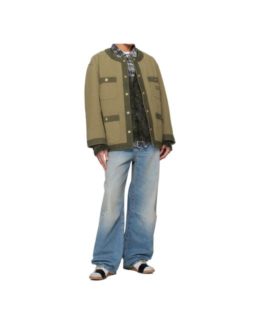 R13 Green Crew Neck Work Jacket for men