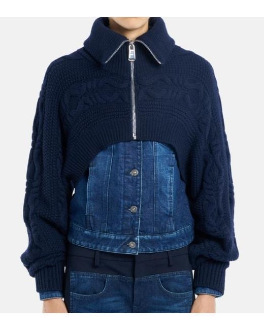 Dondup Blue Knitted Denim Jacket