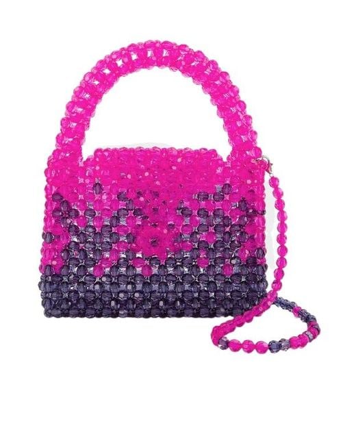 Germanier Pink Bead-Embellished Top Handle Bag