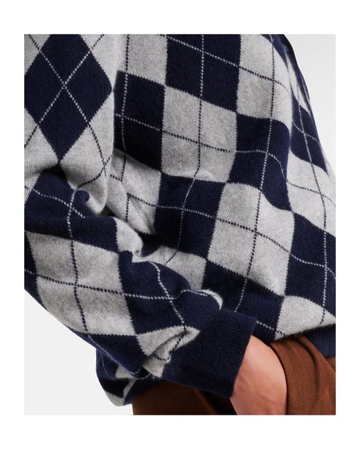Lisa Yang Blue Raelyn Argyle Cardigan