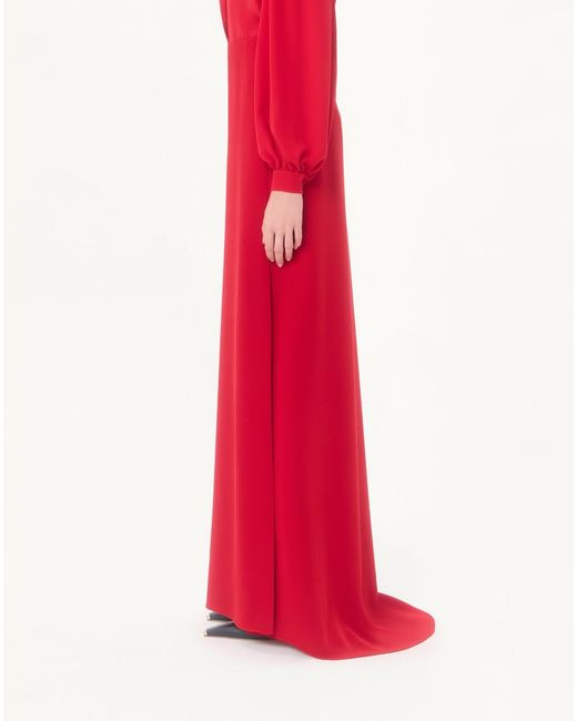Valentino Red Side-Slit Midi Skirt