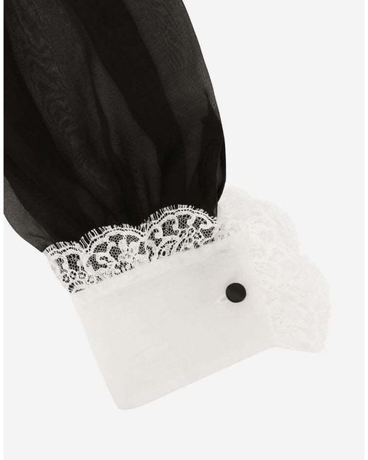 Dolce & Gabbana Black Ruffle Detailed Chiffon Shirt