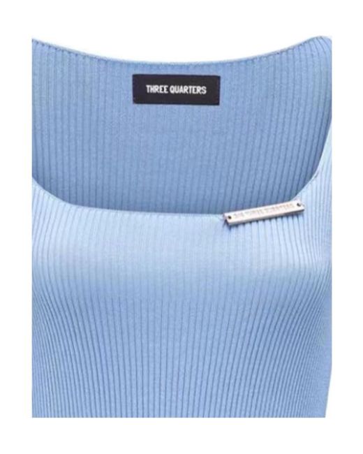 THREE QUARTERS Blue Square-Necked Sweater for men