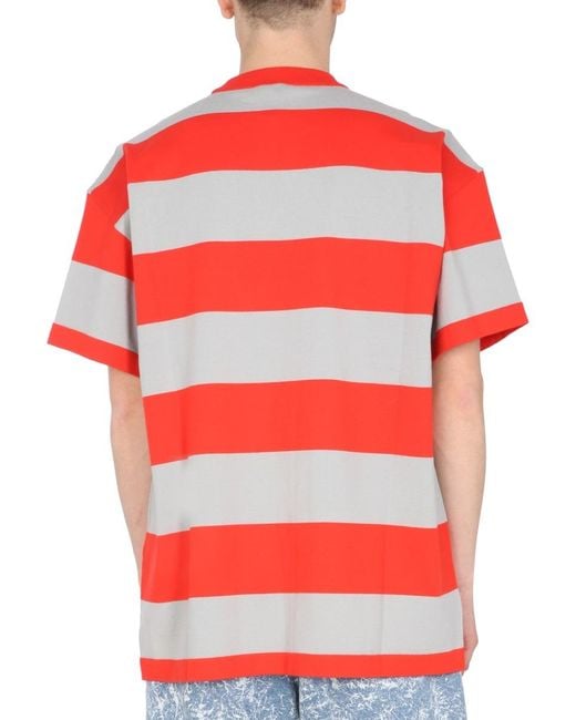 MSGM Embroidered Logo Striped T-Shirt for men