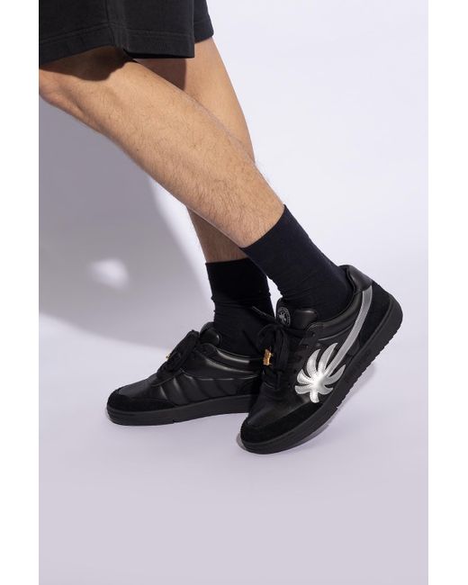 Palm Angels Black Palm Beach University Low-Top Sneakers for men