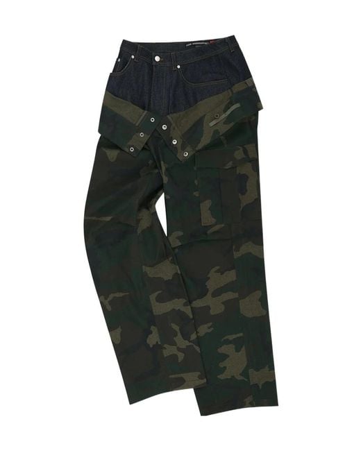ANDERSSON BELL Gray Camouflage Double-Waisted Cargo Wide-Leg Jeans for men