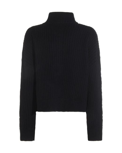 Max Mara Black Afelio High Neck Button-Up Cardigan
