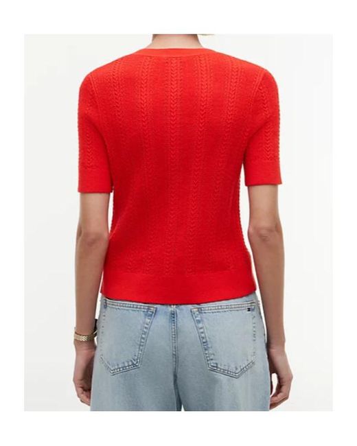 Tommy Hilfiger Red Cable-Knit Short-Sleeve Cardigan