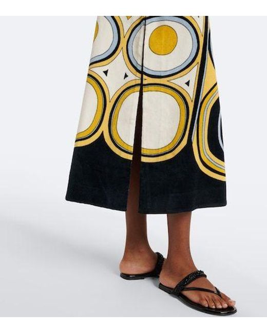 LaDoubleJ Metallic Totem Printed Cotton Midi Dress