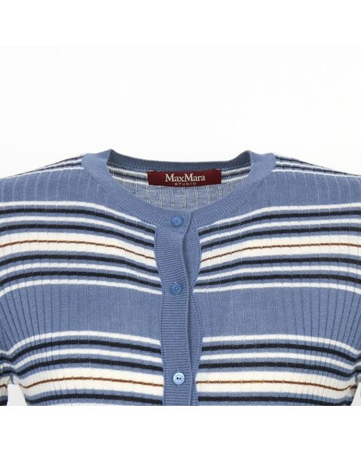 Max Mara Blue Long-Sleeve Knit Top
