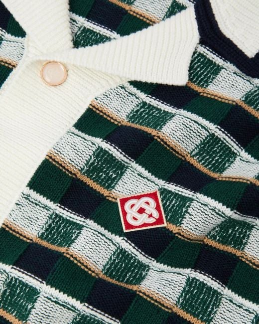 Casablanca Green Crochet Mosaic Short Sleeved Shirt for men