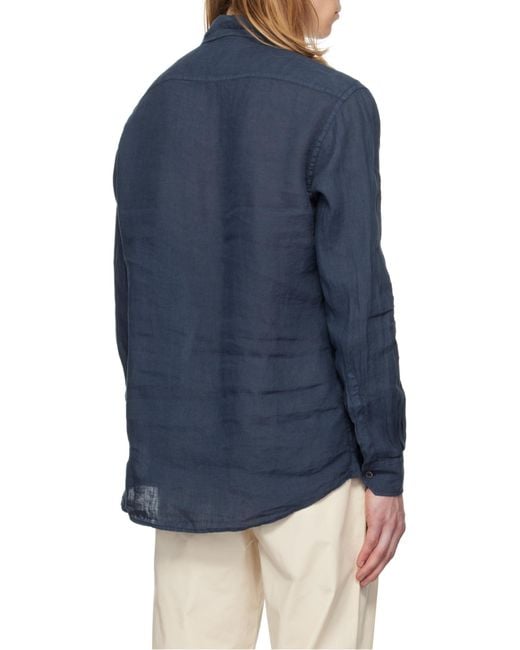 Barena Blue Linen Shirt for men