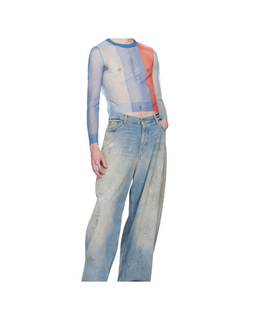 charlesjeffreyloverboy Blue Sheer Sweater for men