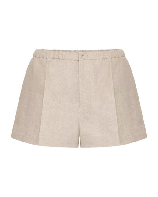 Valentino Natural Mid-Rise Pleated Shorts