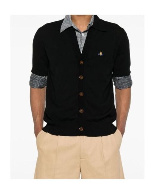 Vivienne Westwood Black Buttoned Short-Sleeve Knitted Sweater for men