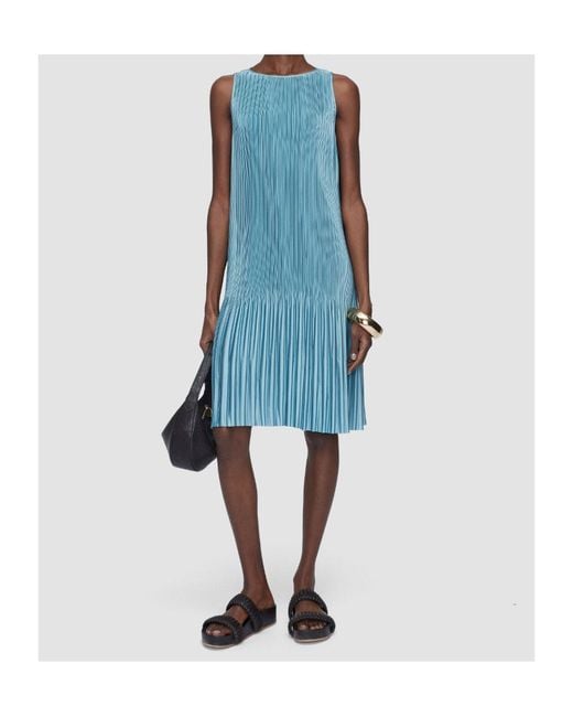 Joseph Blue Rida Pleated Satin Dress