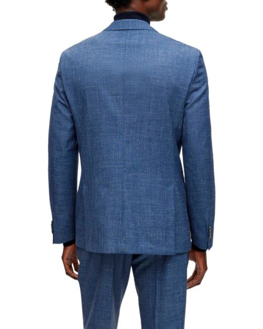 Boss Blue Long-Sleeved Coat, Belt Loop Pants, Suit Set for men