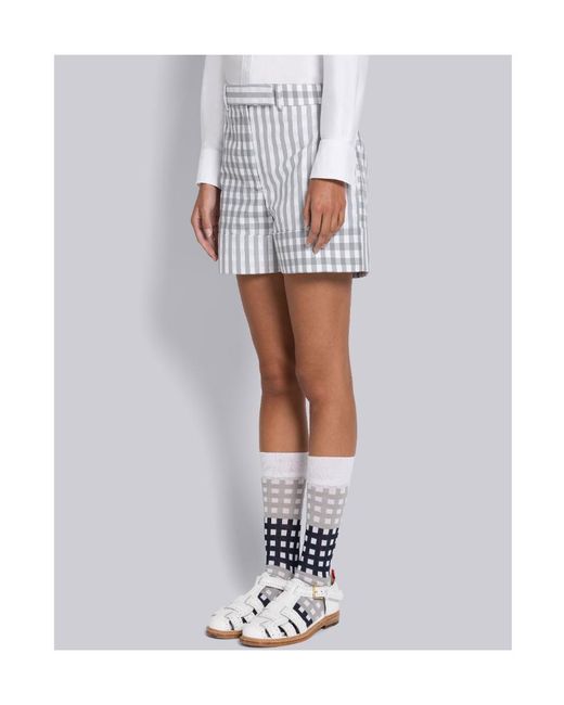 Thom Browne White Gingham Check Tailored Shorts