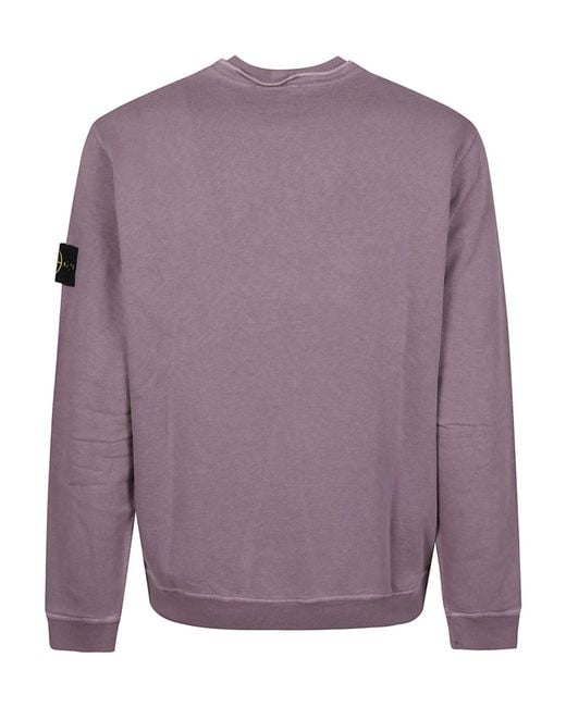 Stone Island Purple Logo Patch Crewneck Sweatshirt for men