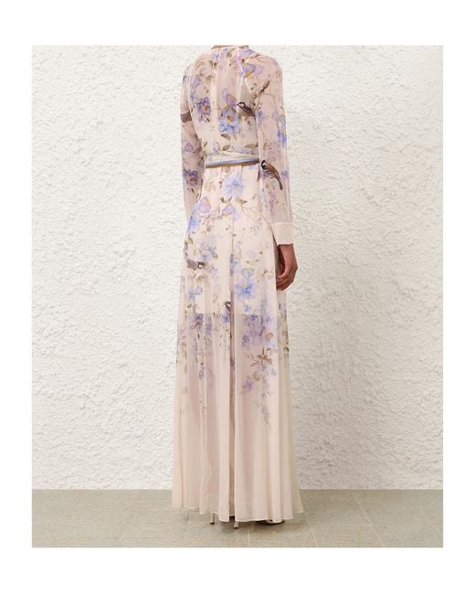 Zimmermann Multicolor Luna Floral Print Tie Maxi Dress