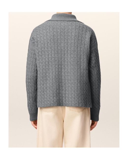AMI Gray Cable Knitted Polo for men