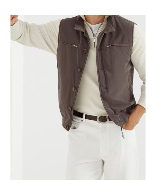 Brunello Cucinelli Brown Button-Up Vest for men